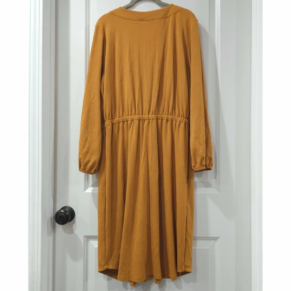 OLD NAVY Waist-Defined Ponte-Knit Utility Midi Dress, Goldie Fawn, Size Large